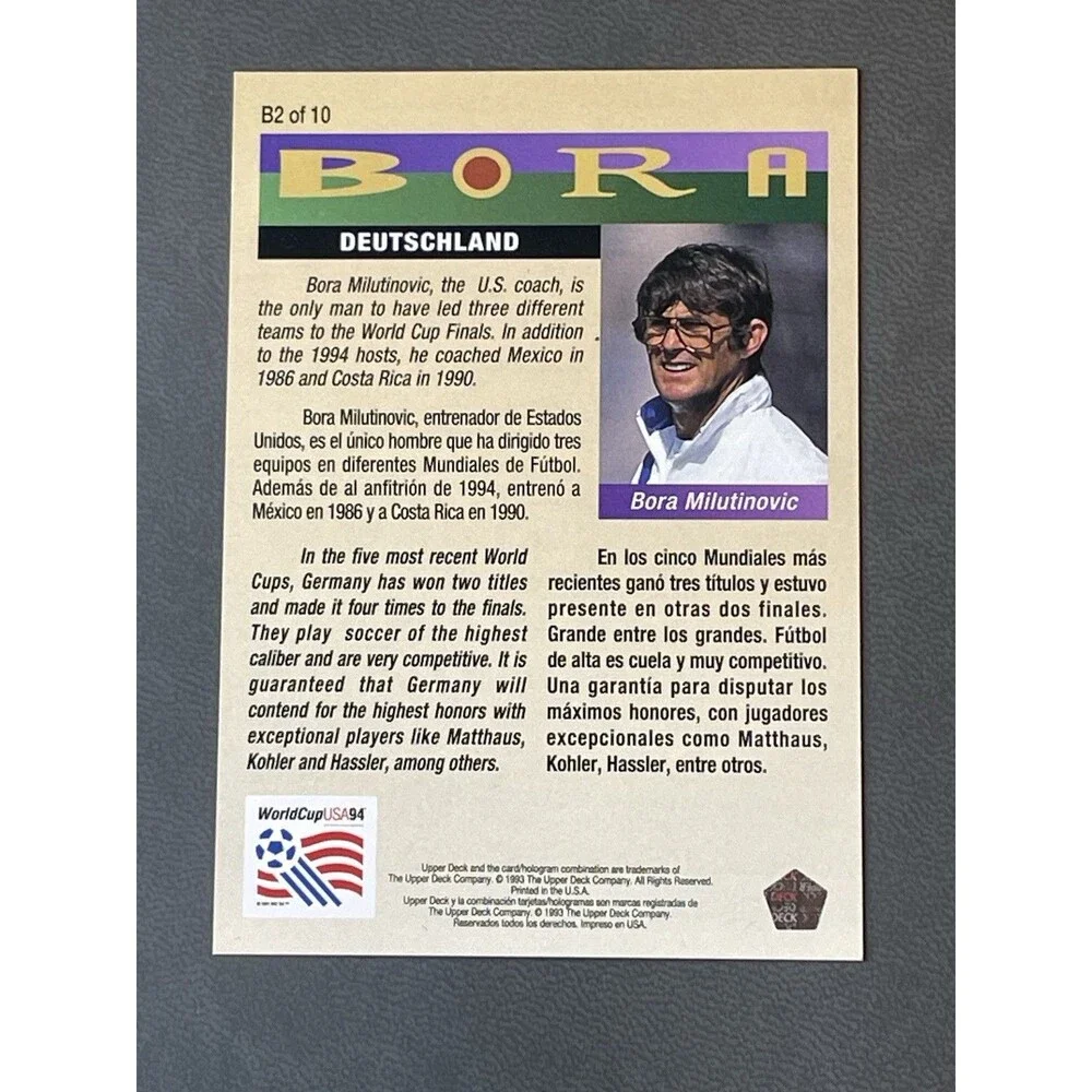 1993-94 Upper Deck World Cup 94 USA Bora Insert Complete Set 1-10 Milutinovic